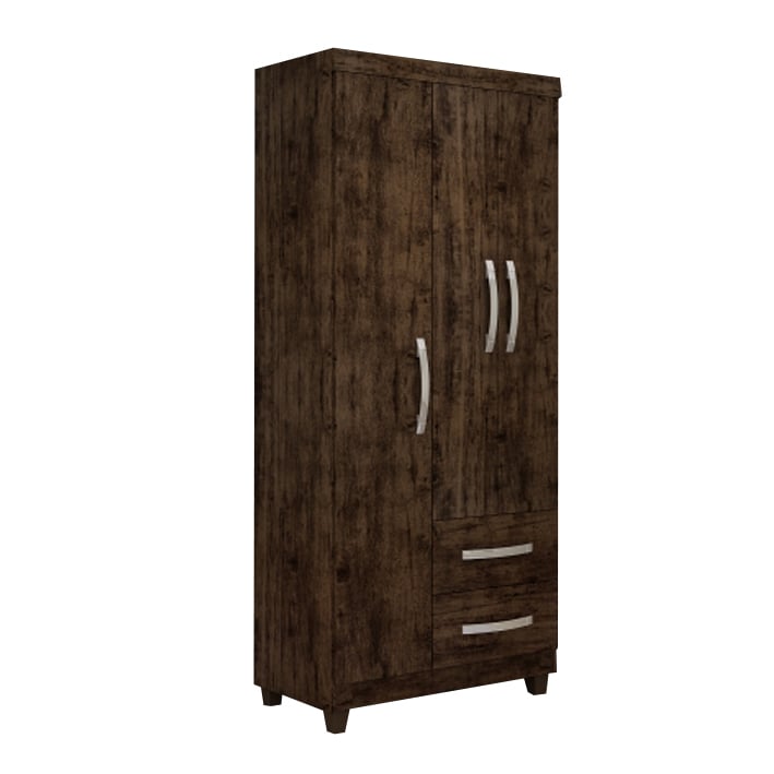 Guarda Roupa Magno Móveis Merengue 3 portas e 2 gavetas Café Fosco
