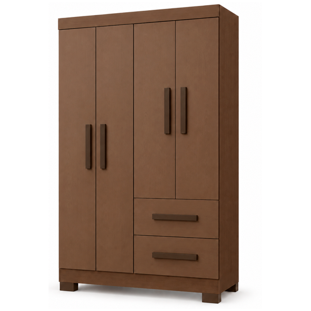 Guarda Roupa Magno Móveis Merengue 4 portas e 2 gavetas Café Fosco