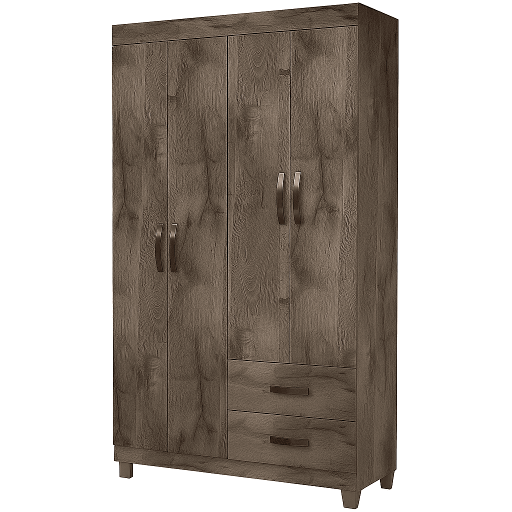 Roupeiro Josan Light 4 Portas e 2 Gavetas Amêndoa