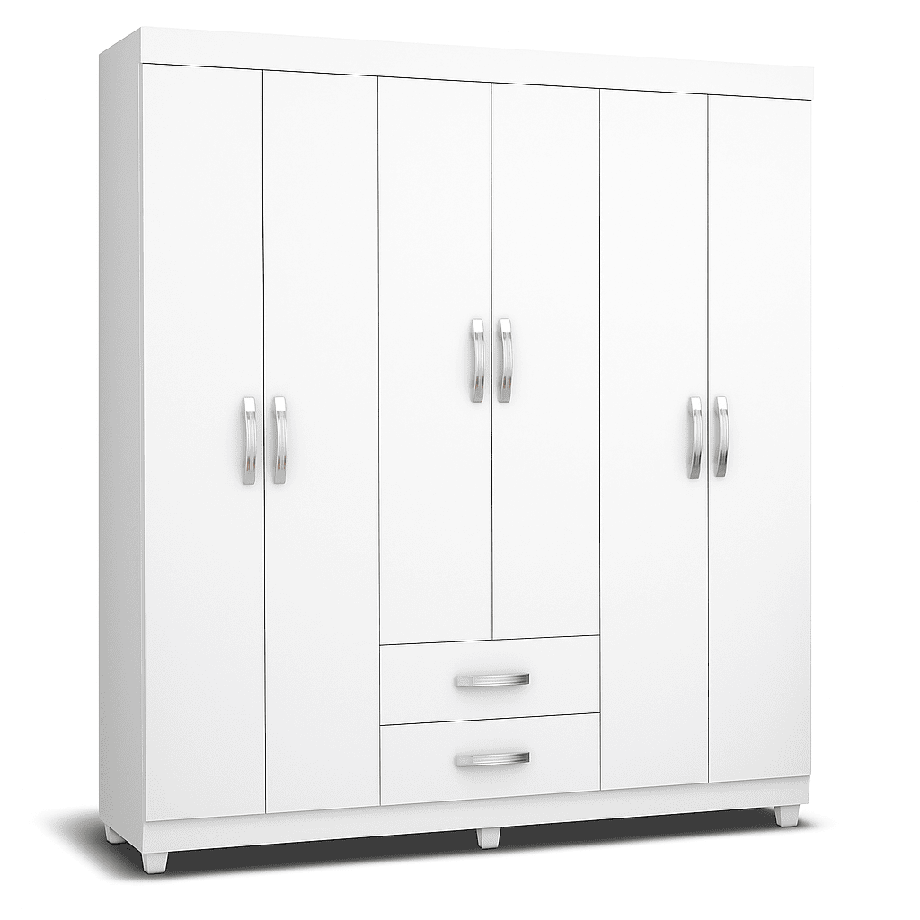 Guarda Roupa de Casal Josan Light Plus 6 Portas e 2 Gavetas Branco