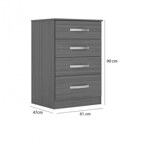 Comoda Moval MS913 4 Gavetas Castanho/Tannat Nogueira