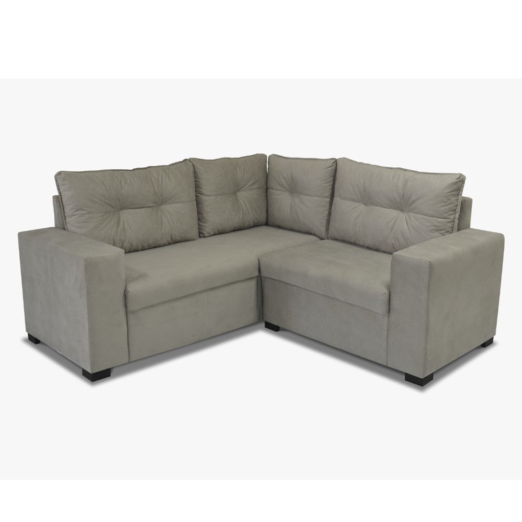 Sofá de Canto Myra Estofados JA Valvet Fungi Cinza