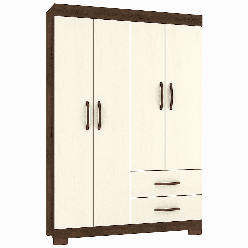 Guarda-Roupa Josan Light Plus 4 Portas e 2 Gavetas Amêndoa/Off White