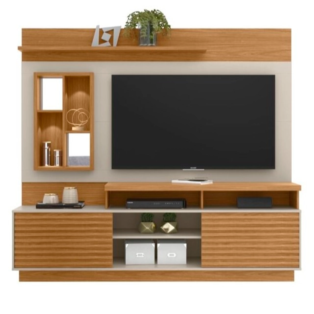 Estante Home Theater para TV até 65 Linea Brasil Eldorado Carvalho/Off White