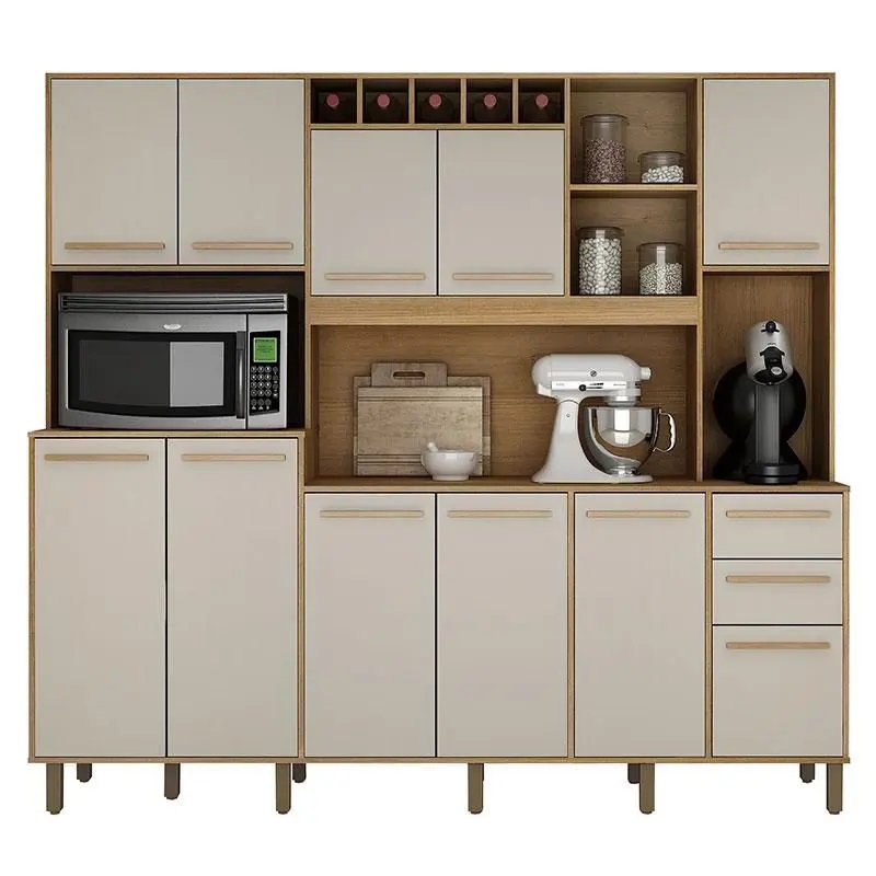   Cozinha Valdemóveis Petra 11 portas 2 gavetas Cinamomo Off White