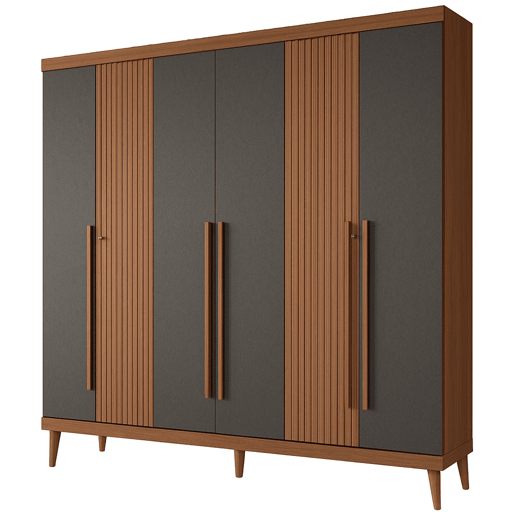 Guarda-Roupa Santos Andirá Buriti com 6 Portas e 4 Gavetas Jatobá/Grafite