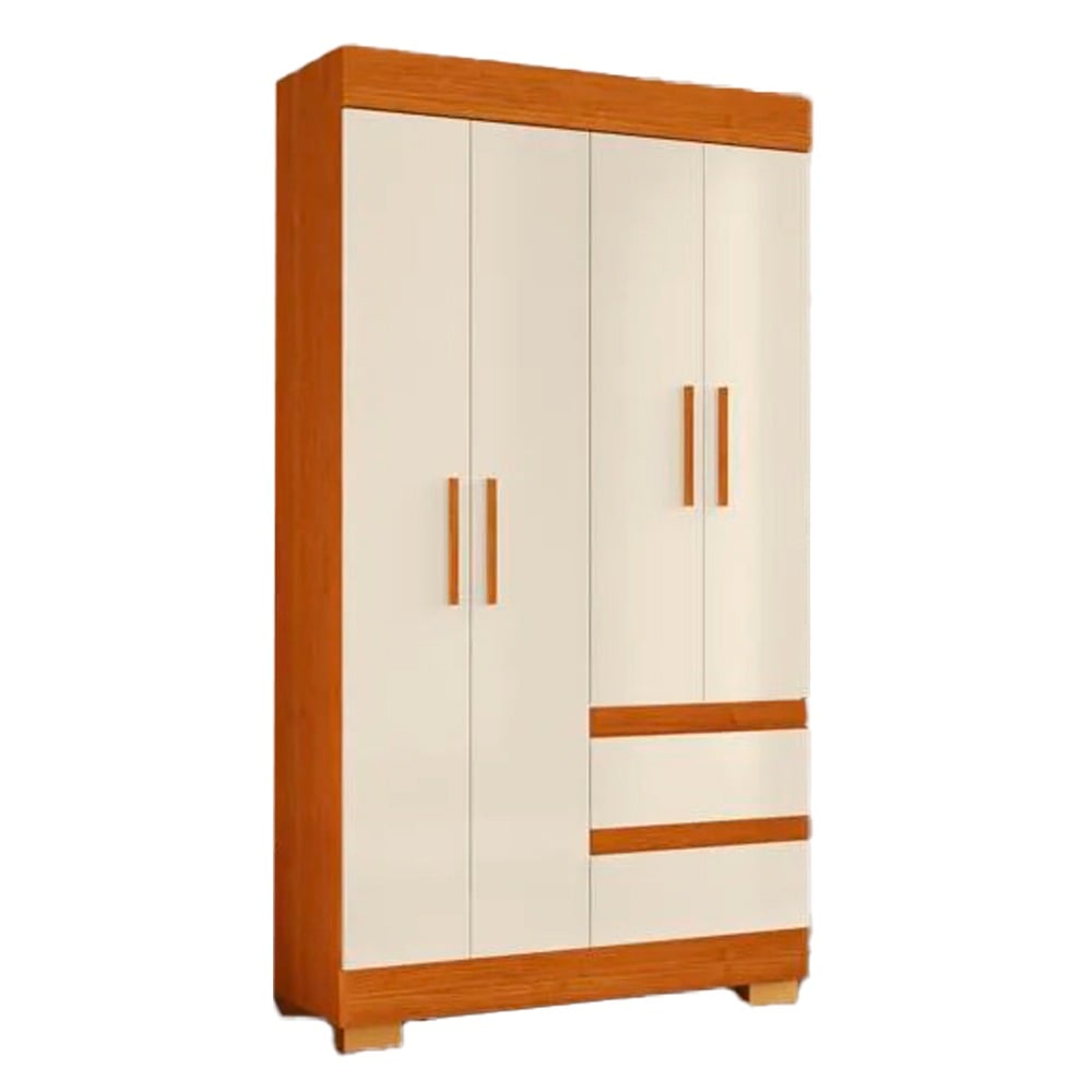 Guarda-Roupa MRP Maya com 4 Portas e 2 Gavetas Cinamomo/Off White