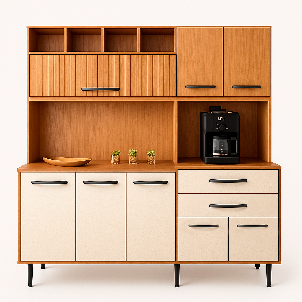 Kit de Cozinha Estrela Grafiatto 8 Portas 2 Gavetas com Nichos e com Espaço Micro-ondas