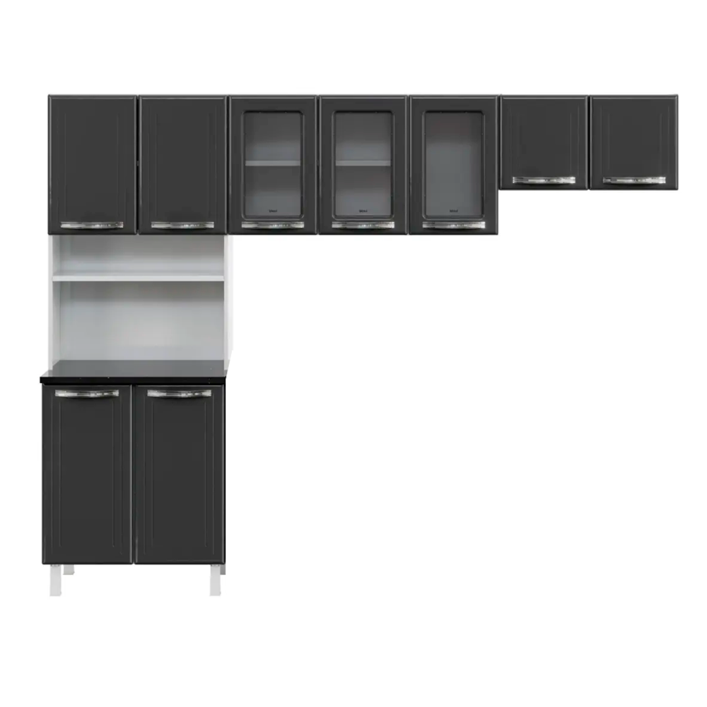 Cozinha Esmeralda Compacta em Aço 3 portas com vidro Telasul