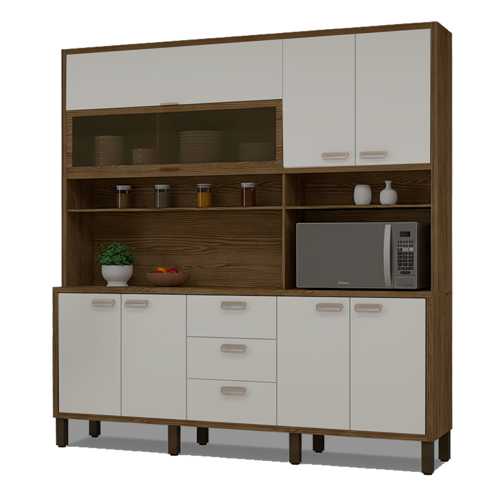 Kit Cozinha Josan Essenza 8 Portas e 4 Gavetas 2.00mt de Largura Cinamomo Off