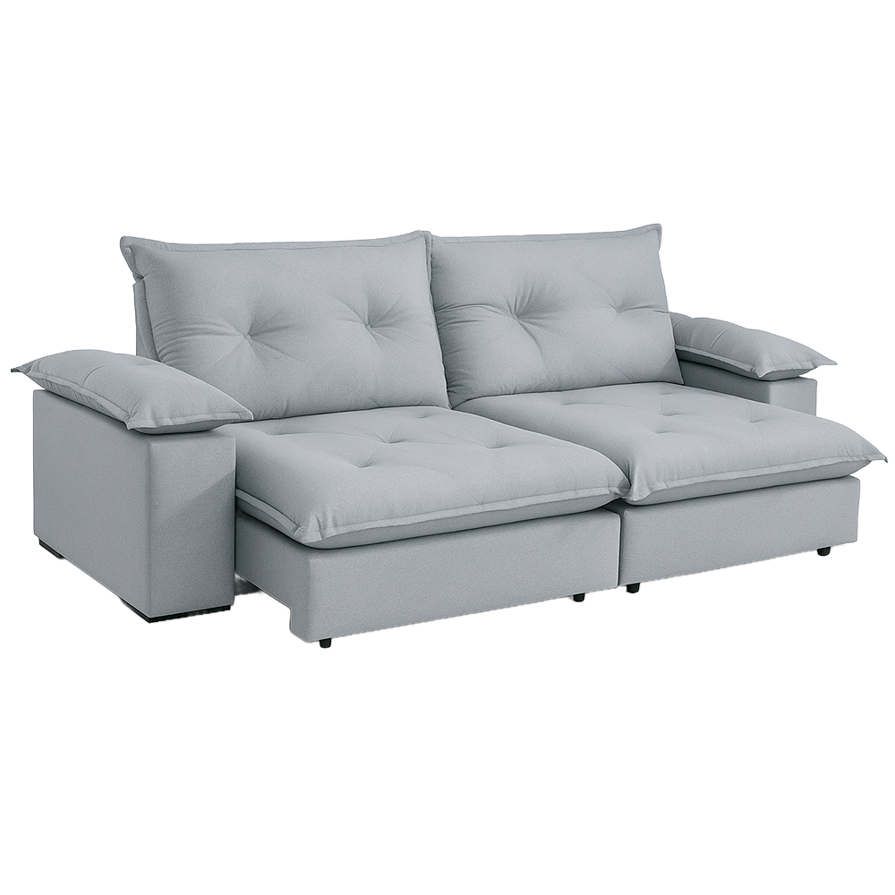 Estofado Design Apolo Retrátil e Reclinável 2.50m Cinza G-03