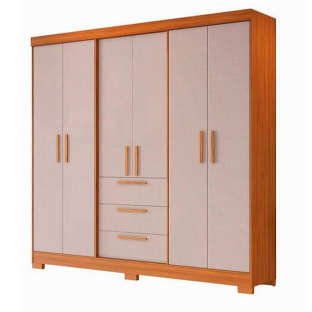 Guarda-roupa 6 Portas e 3 Gavetas Nt 6030 Freijo Com Off White Notavel Móveis