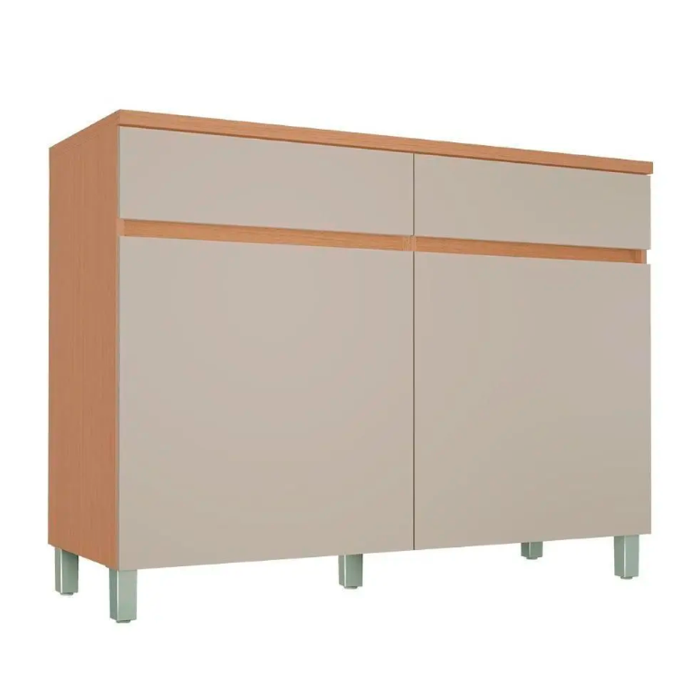 Balcão Cozinha Nesher Realeza com 2 Portas 2 Gavetas 120cm Carvalho Greice