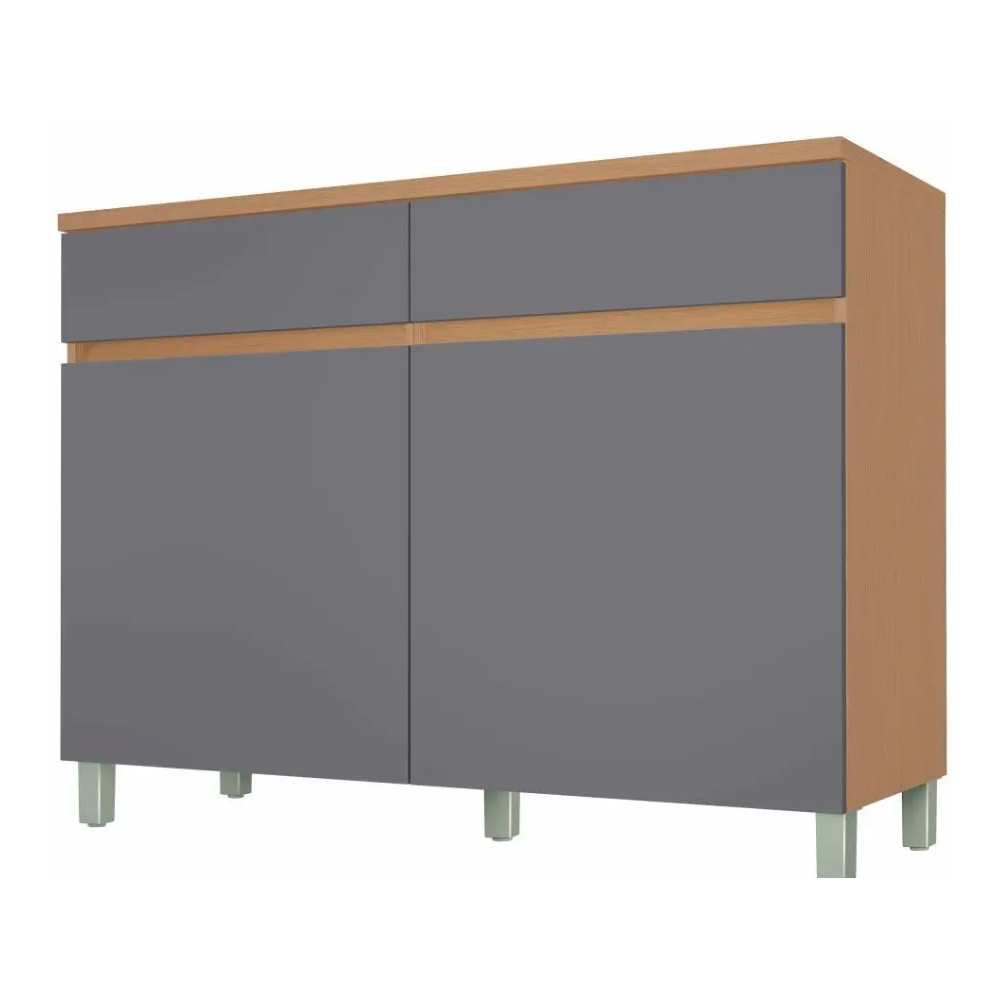 Balcão de Cozinha 2 portas 2 Gavetas Realeza Premium 120cm MDF Nesher Móveis