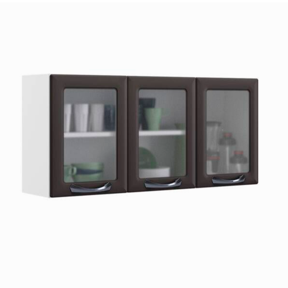 Armário Aéreo Triplo Itatiaia New Premium com 3 Portas e 2 Prateleiras 120cm de largura Grafite