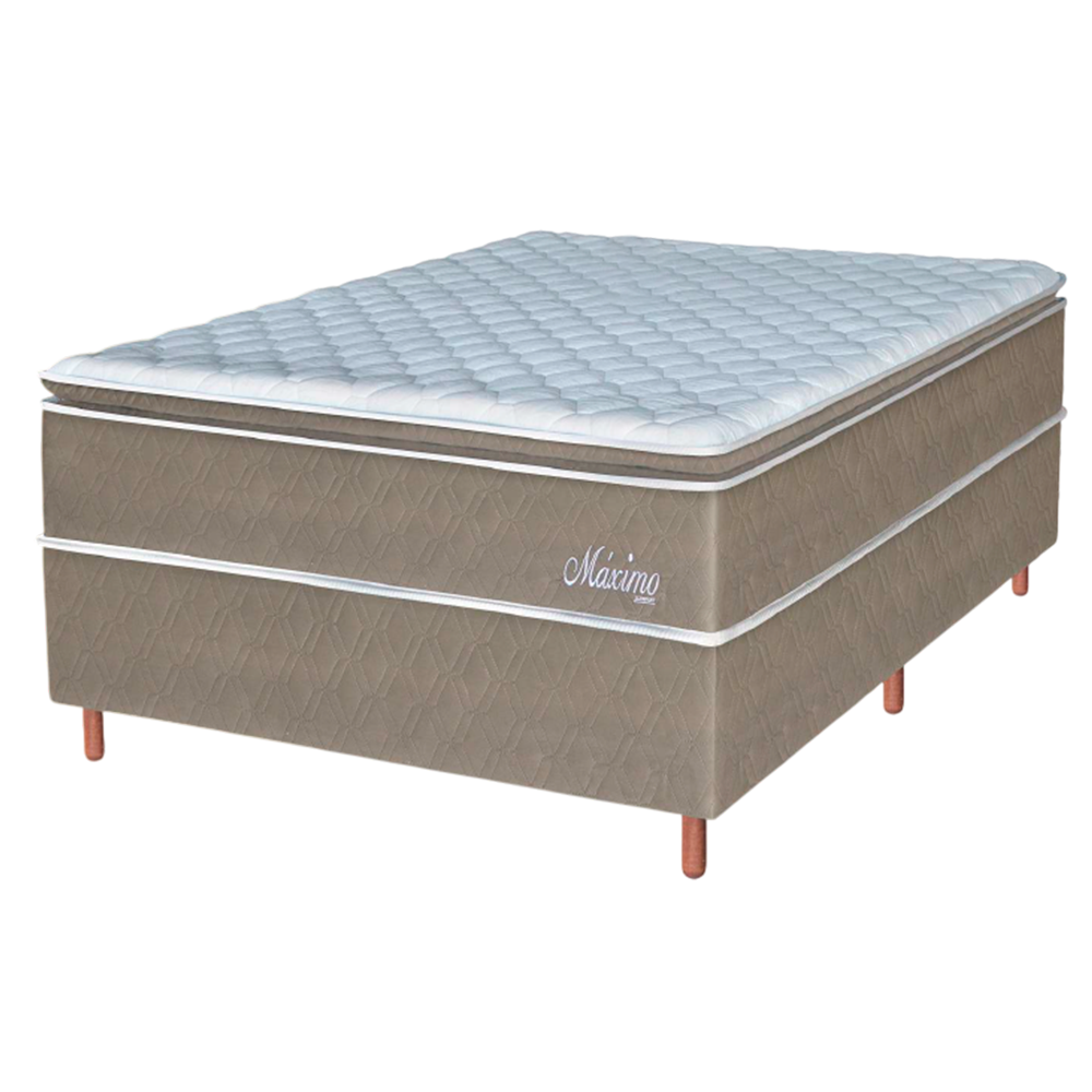 Colchão + Base J. Confort Máximo Pillow Reforçado com Molas Ensacadas Revestimento em Malha 138x188x62cm