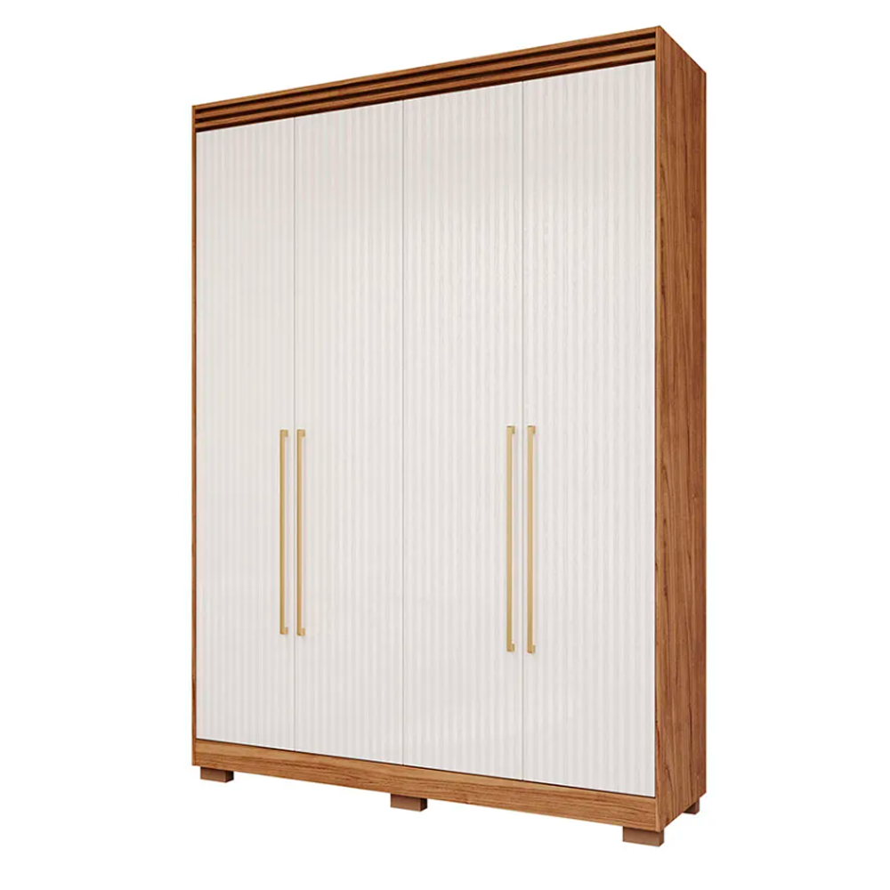 Guarda Roupa Panan MDF Julia 4 Portas e 3 Gavetas Cinamomo Grafito