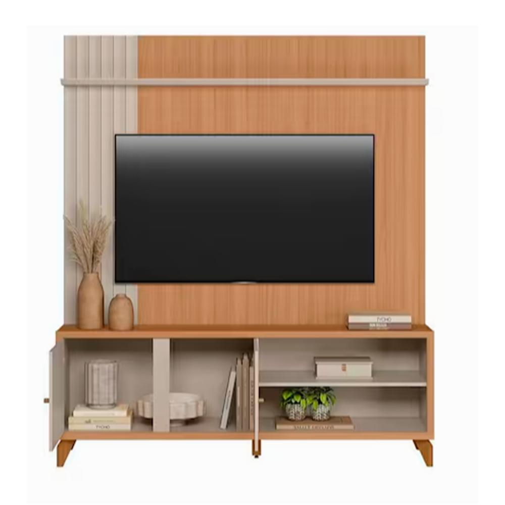 Estante Home Valença para Tv até 65 Pés Madeira Maciça Linea Brasil Jequitibá Off White Fosco