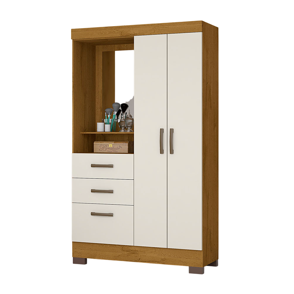 Guarda Roupa Capelinha Josan Venerabile 2 Portas e 3 Gavetas Cinamomo Off
