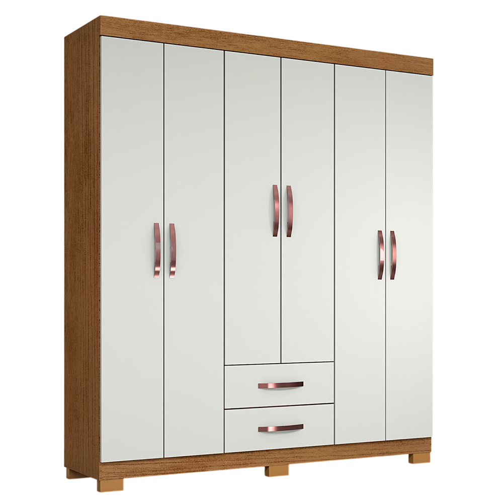 Guarda Roupa Josan Light Plus 6 Portas e 2 Gavetas Cinamomo Off White