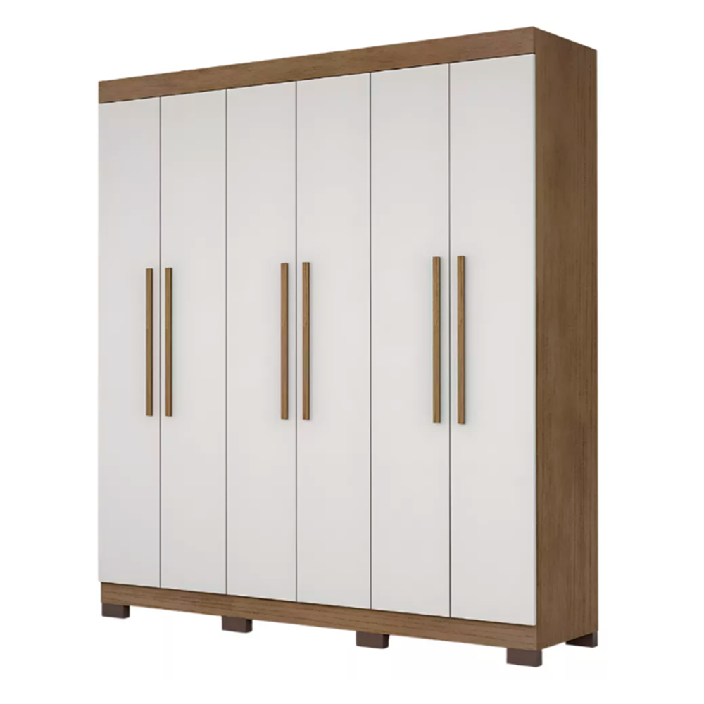 Guarda Roupa Josan Noronha 6 Portas e 2 Gavetas Com Pés Cinamomo Off