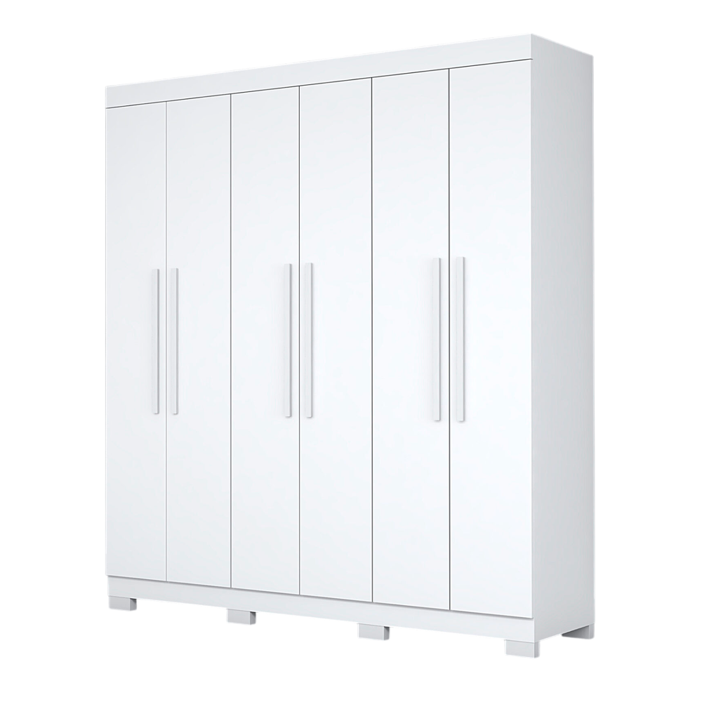 Guarda Roupa Josan Noronha 6 Portas e 2 Gavetas Com Pés Branco