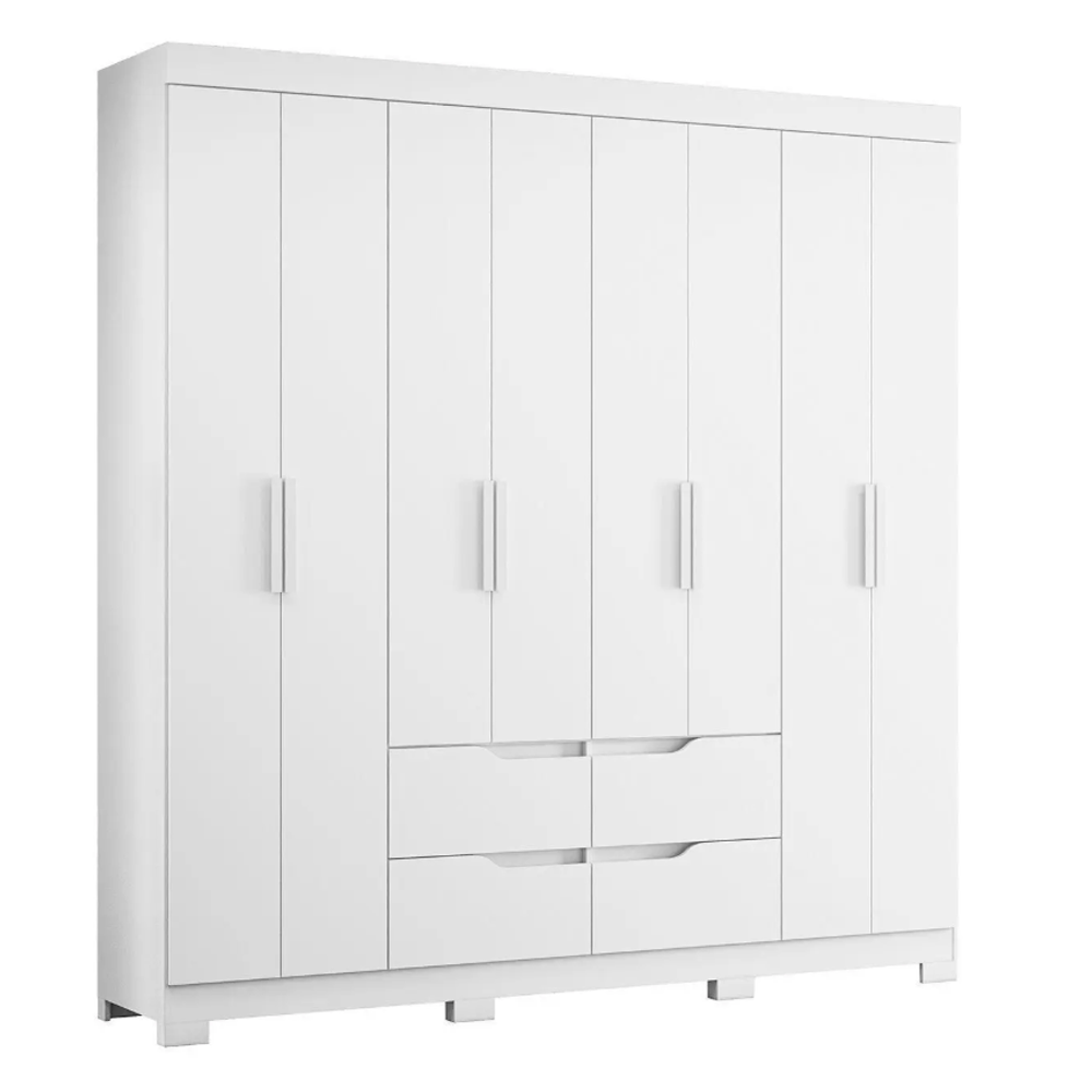 Guarda Roupa De Casal 8 Portas e 4 Gavetas Doble Branco Albatroz Móveis