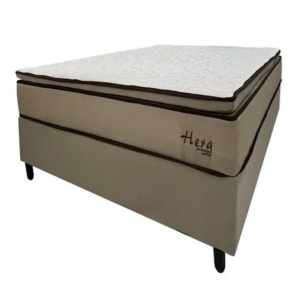 Colchão Ortopédico Com Pillow + Base de Casal J Confort Hera 138x188x72cm 
