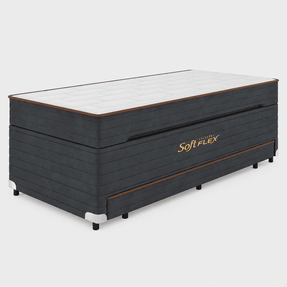 Cama Bibox Conjugada Young Com Baú 88x62x188cm 3 em 1 - Softflex Colchões