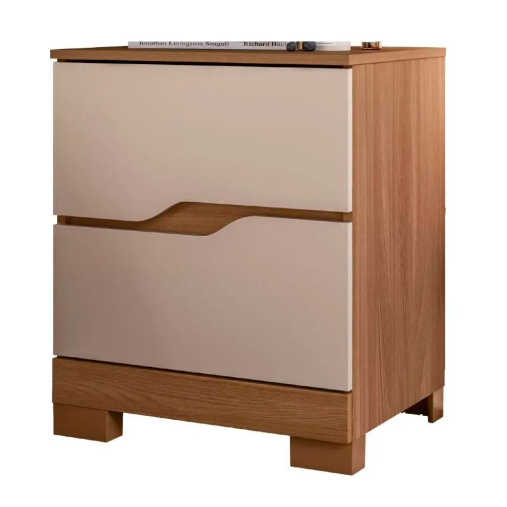 Mesa De Cabeceira 2 Gavetas 51 cm Ares Moval Carvalho Fendi